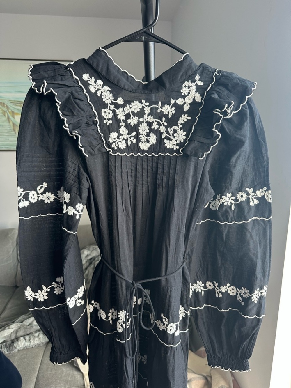 FARM Rio Black Maxi Dress with White Floral Embroidery - Picture 4 of 5